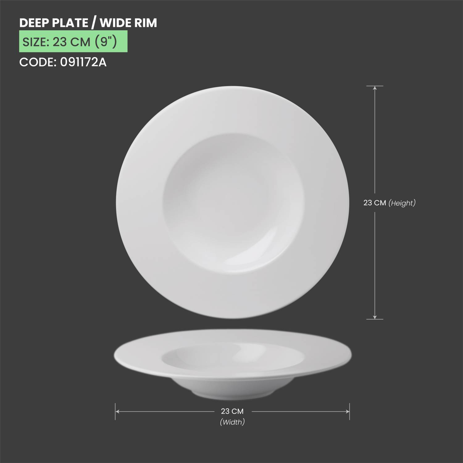 Baralee Simple Plus Deep Plate 23 Cm Wide Rim (9")