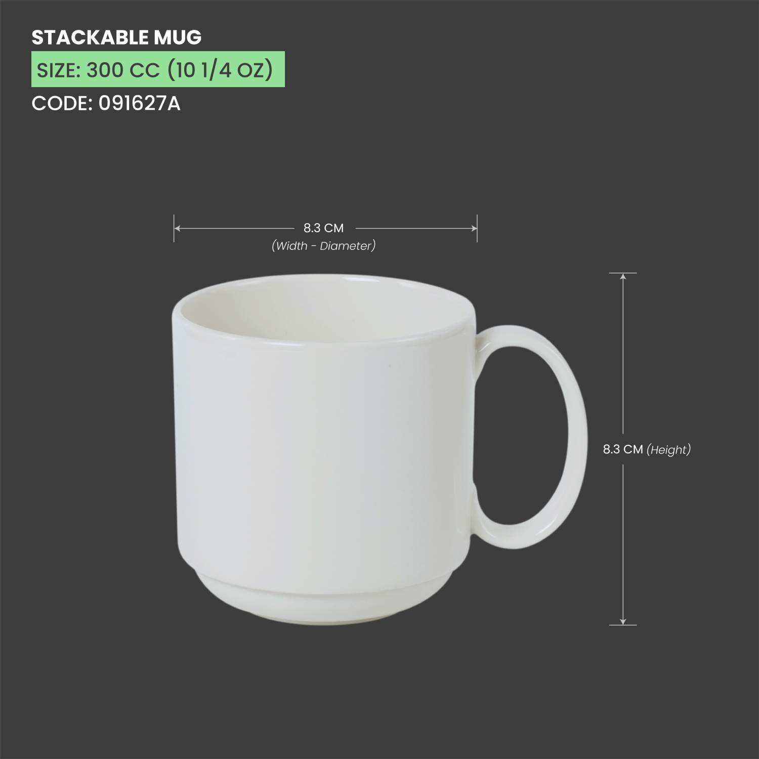 Baralee Simple Plus Stackable Mug 300 Cc (10 1/4 Oz)