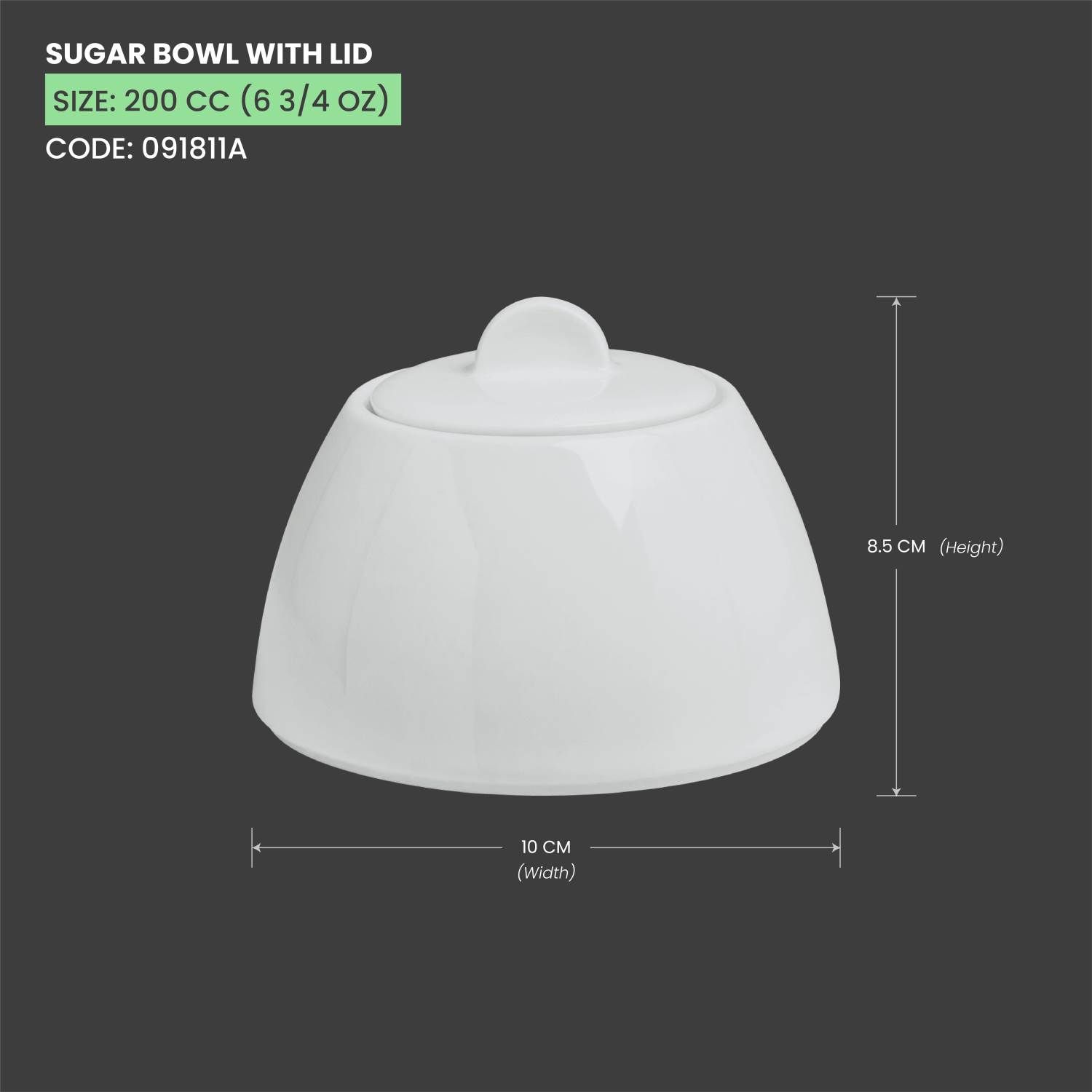 Baralee Simple Plus Sugar Bowl 200 Cc (6 3/4 Oz)