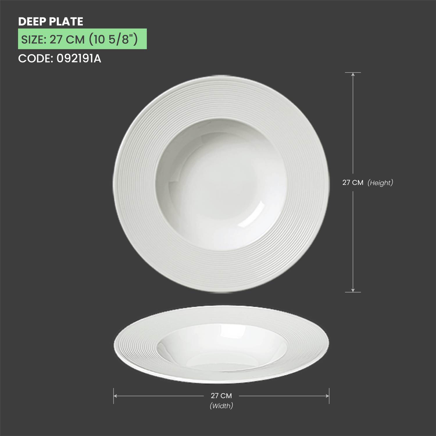 Baralee Wish Deep Plate 27 Cm (10 5/8")