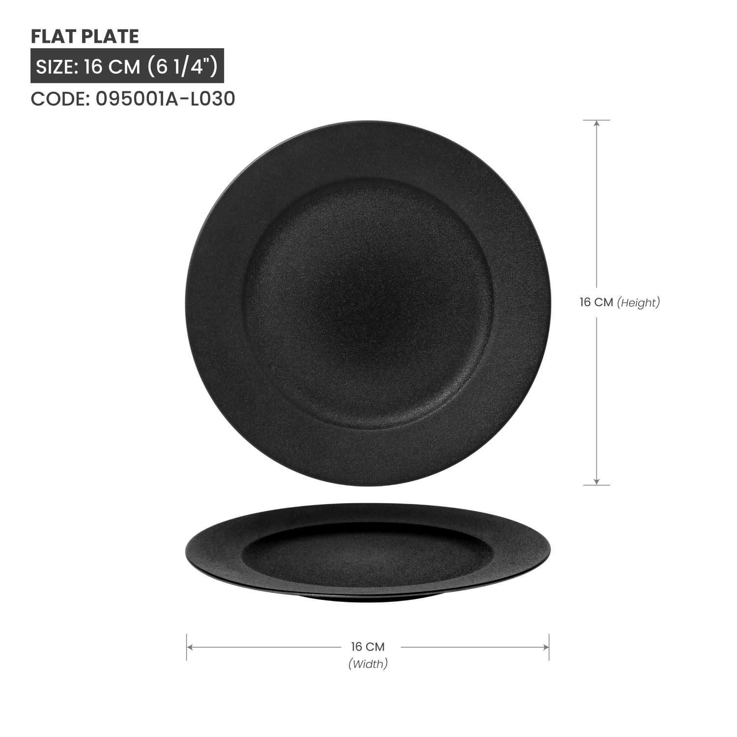 Baralee Black Sand Flat Plate 16 Cm