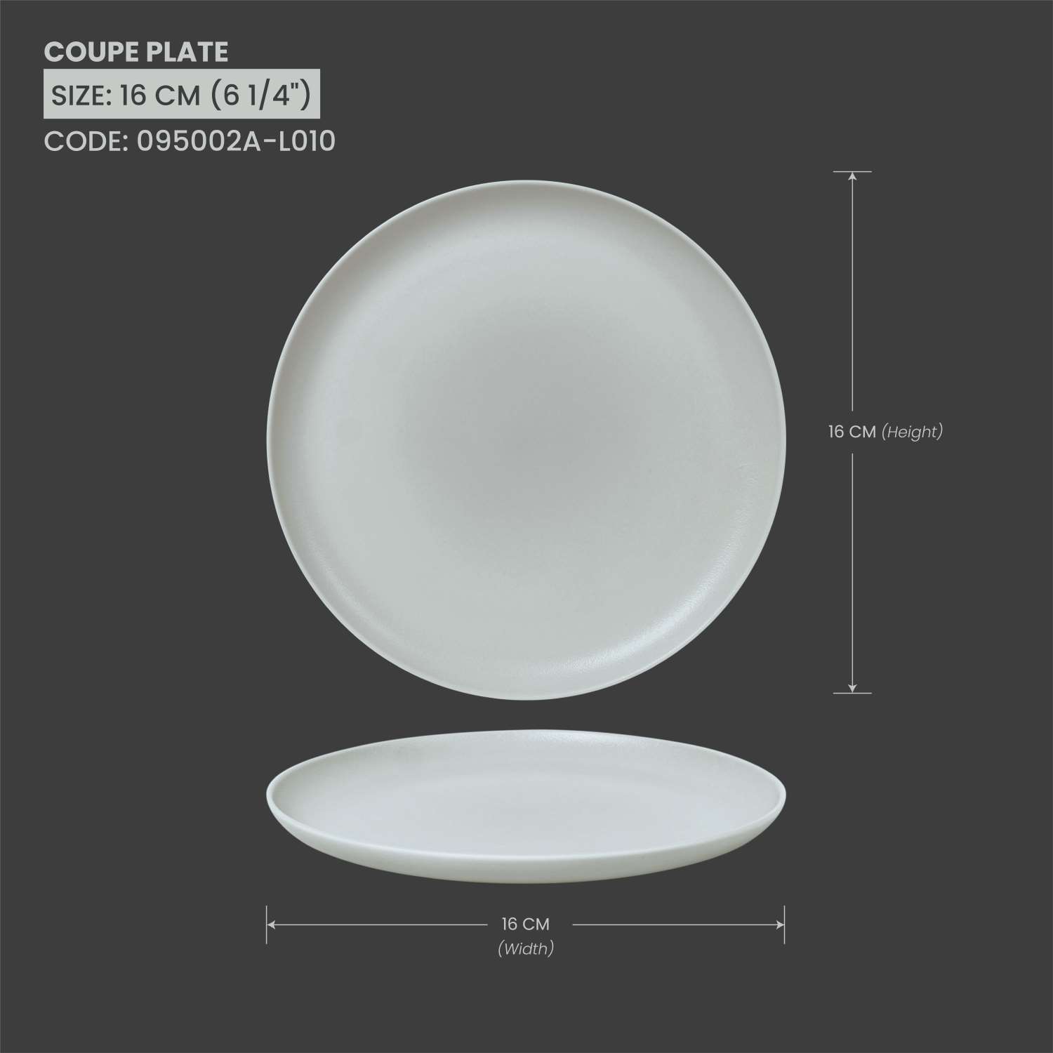 Baralee Light Grey Coupe Plate 16 Cm