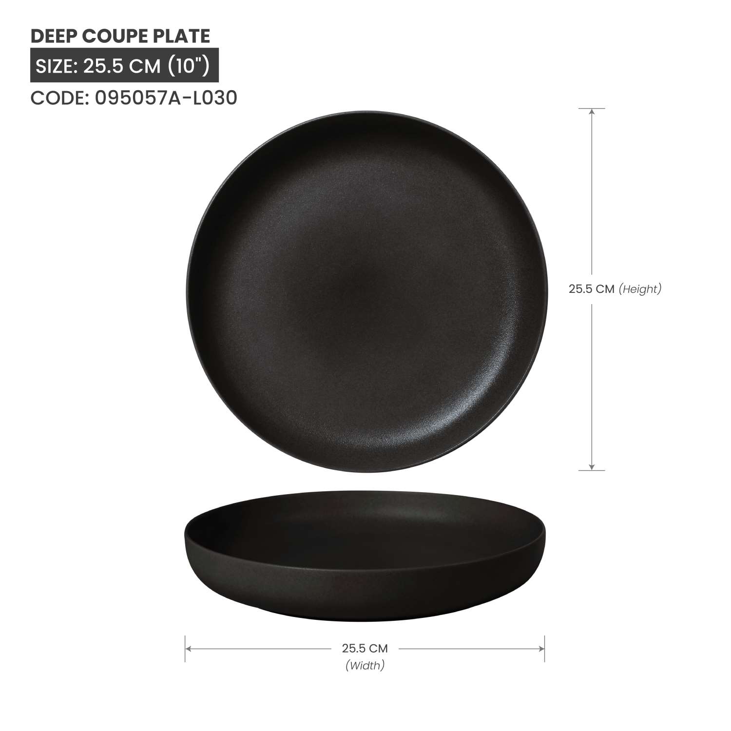 Baralee Black Sand Deep Coupe Plate 25.5 Cm