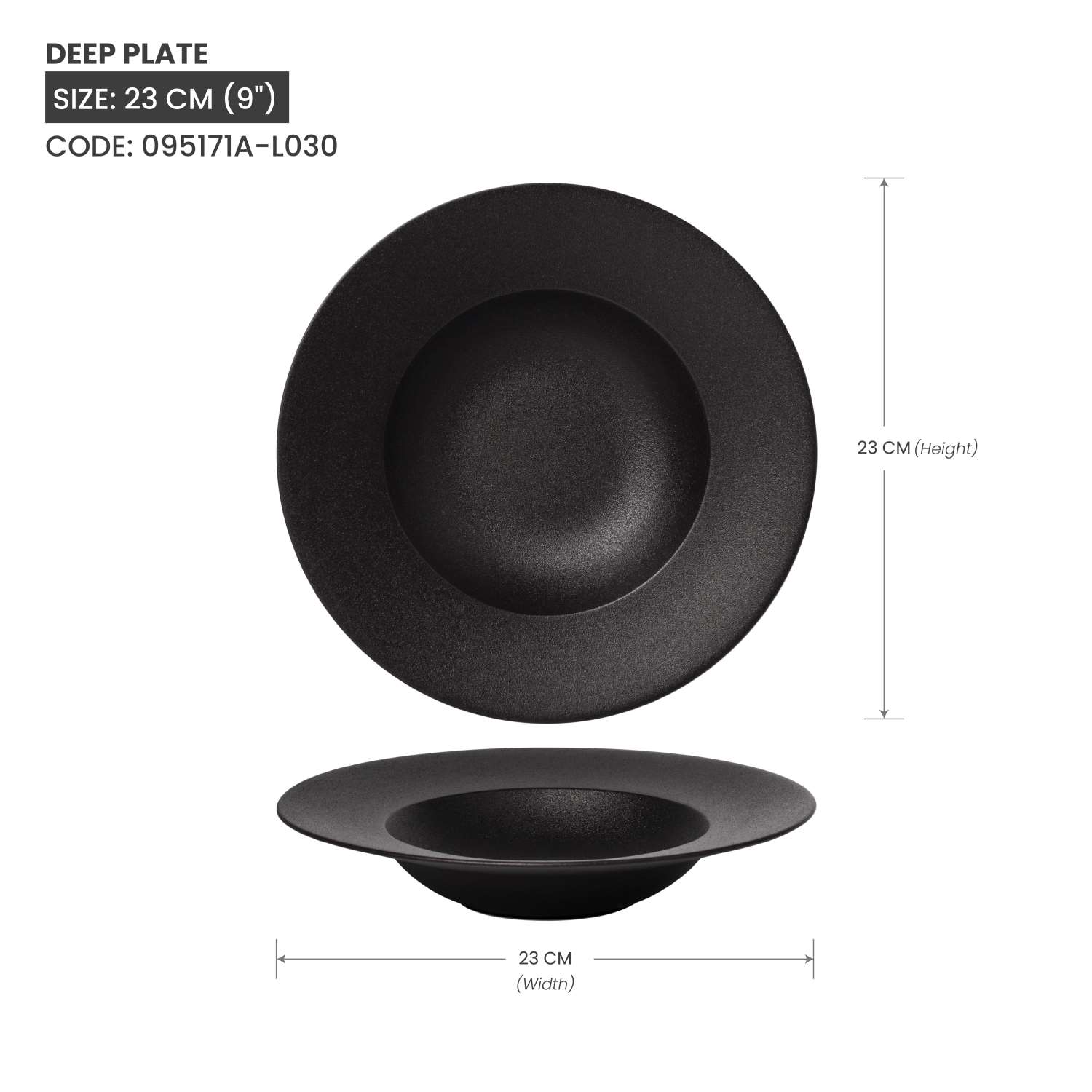 Baralee Black Sand Deep Plate 23 Cm