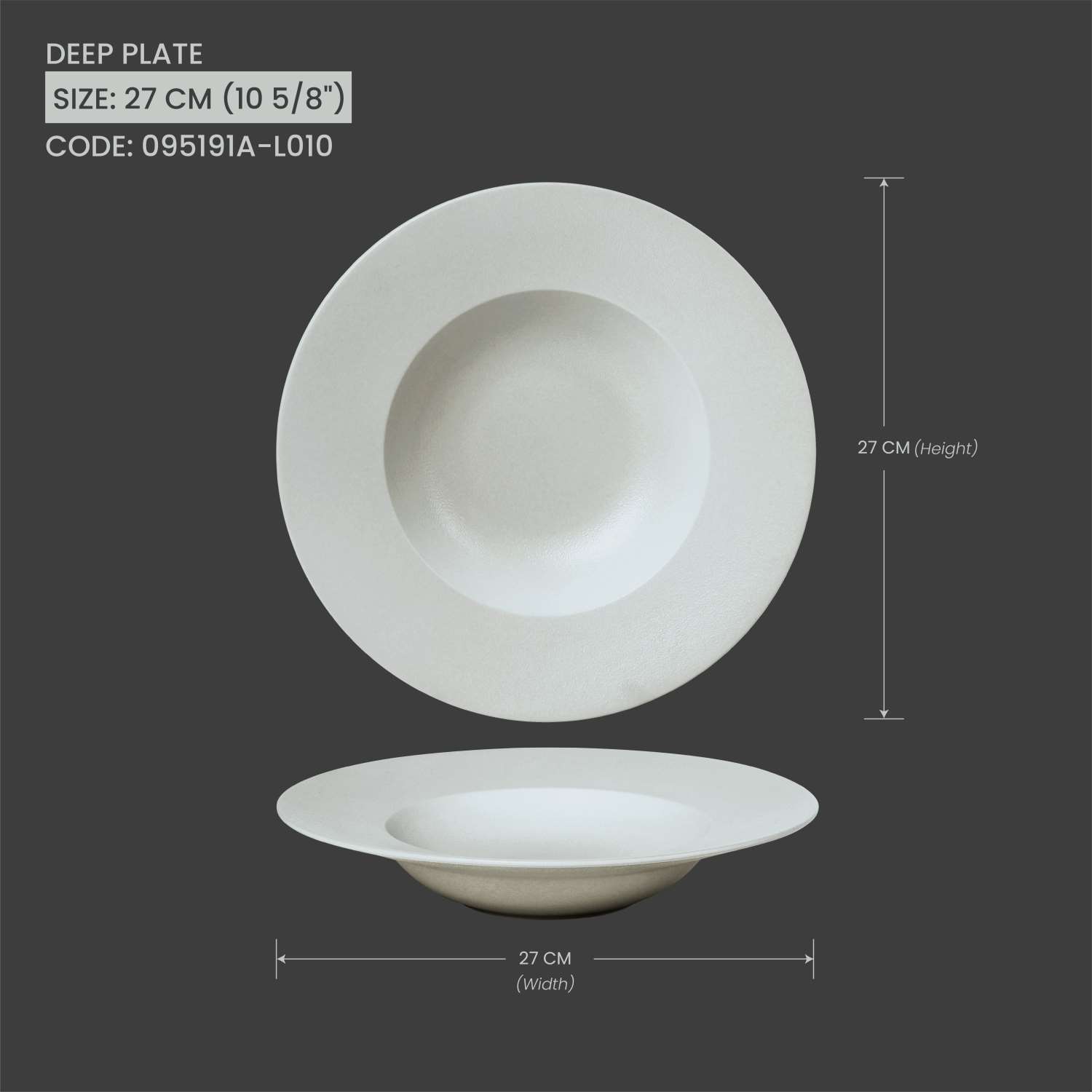 Baralee Light Grey Deep Plate 27 Cm