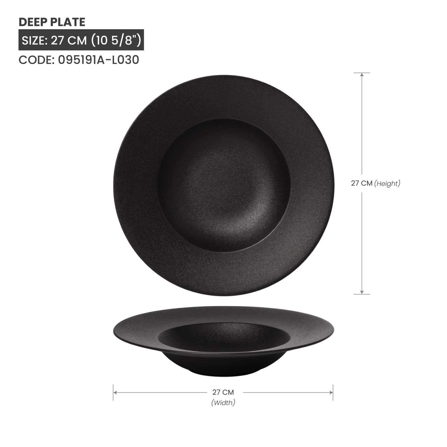 Baralee Black Sand Deep Plate 27 Cm