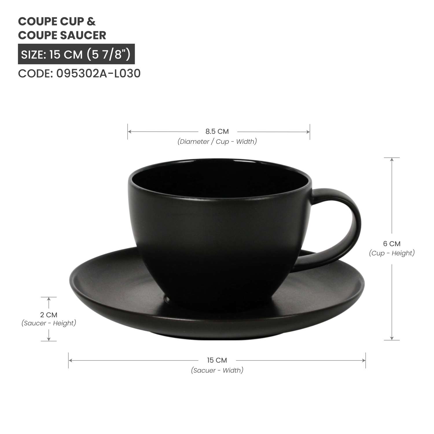 Baralee Black Sand Coupe Saucer 15 Cm (5 7/8")