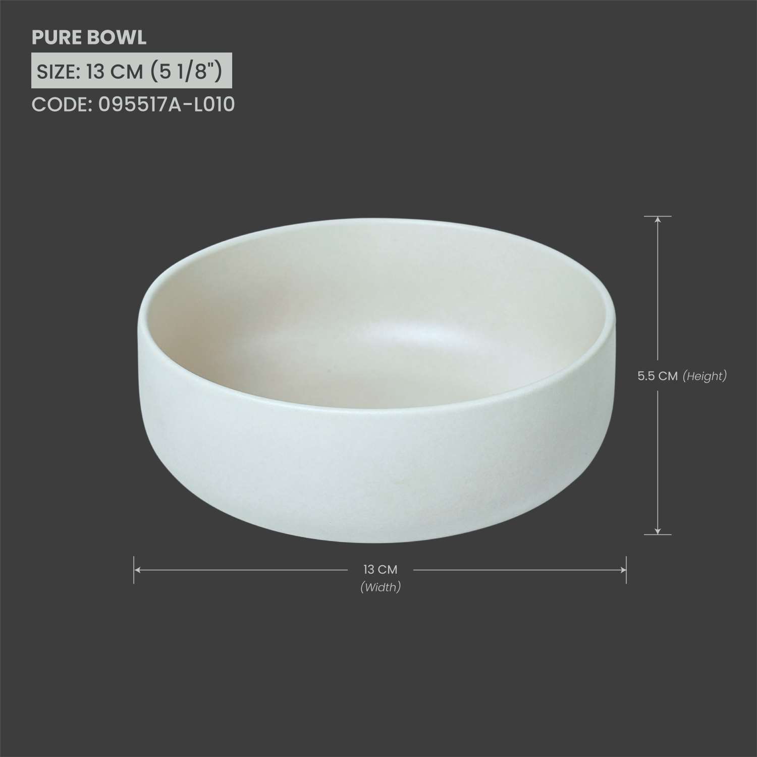 Baralee Light Grey Pure Bowl 13 Cm