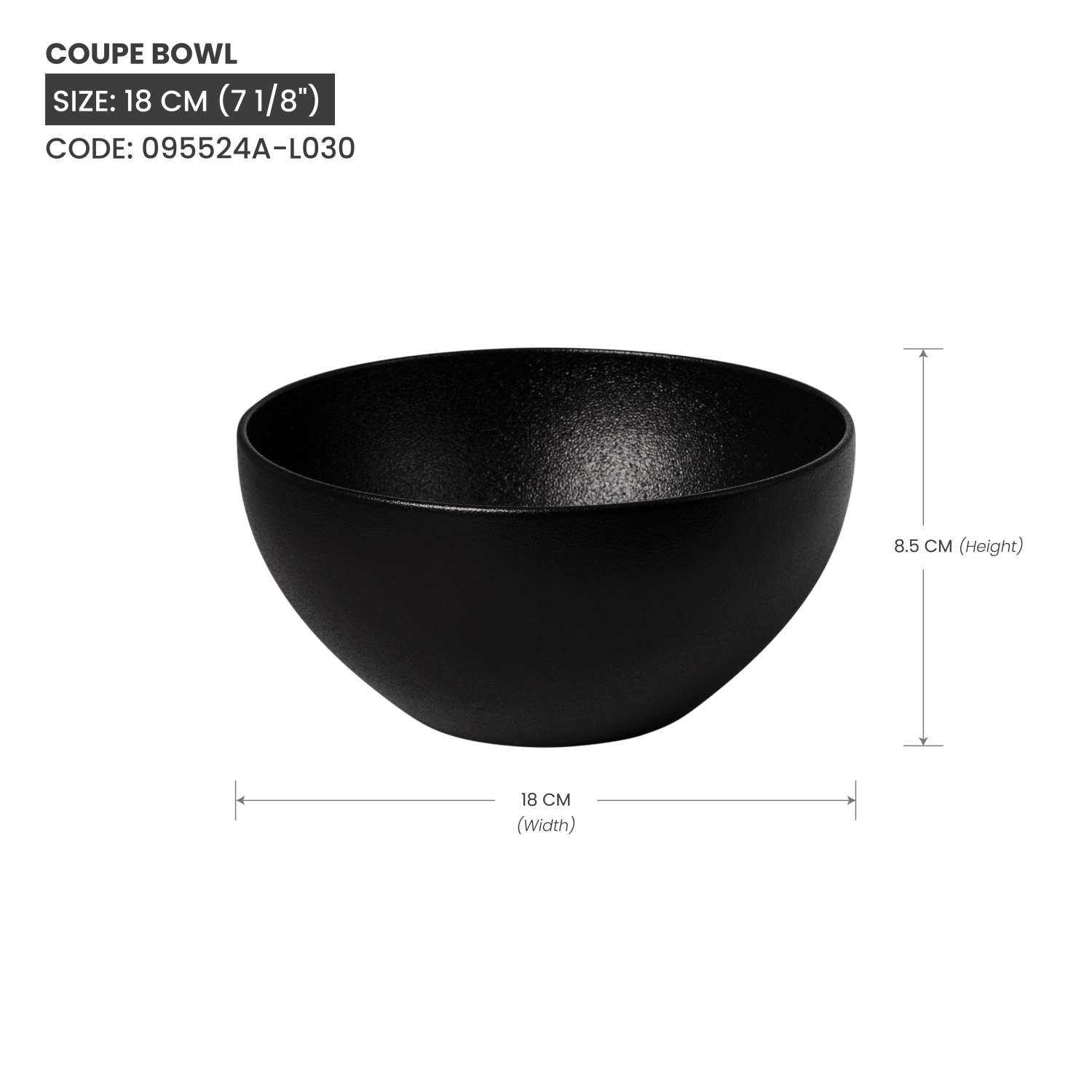 Baralee Black Sand Coupe Bowl 18 Cm