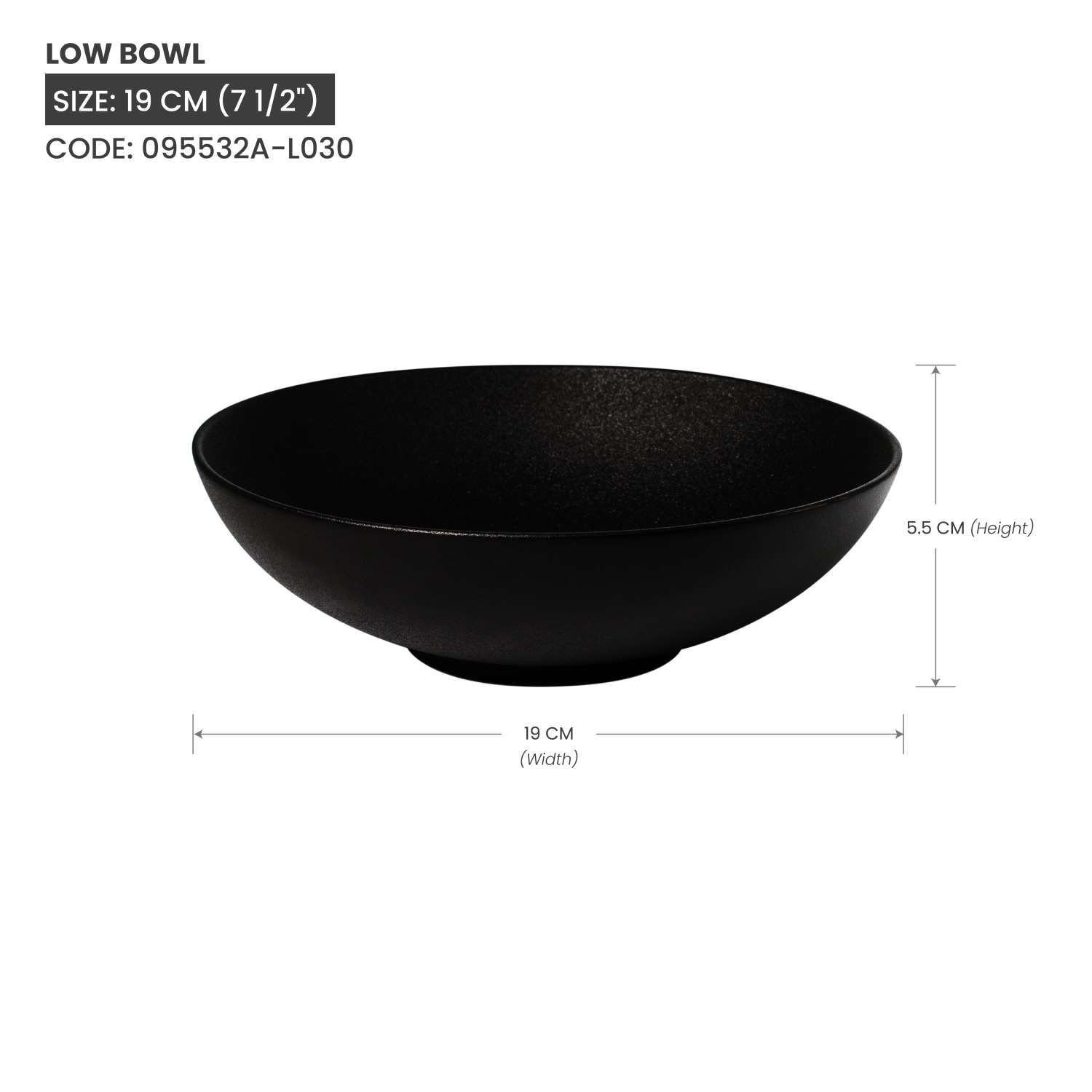 Baralee Black Sand Low Bowl 19 Cm