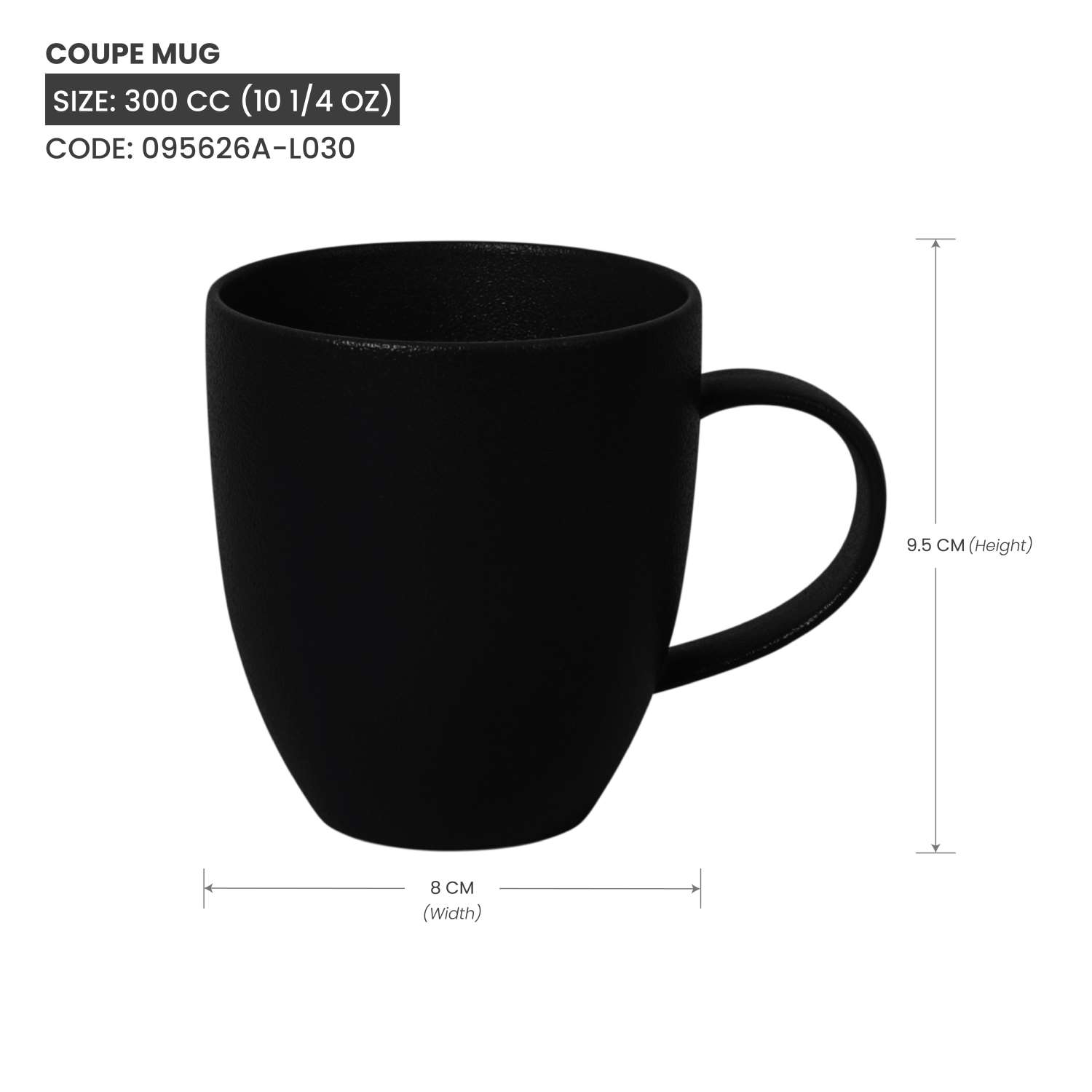 Baralee Black Sand Coupe Mug 300 Cc (10 1/4 Oz)