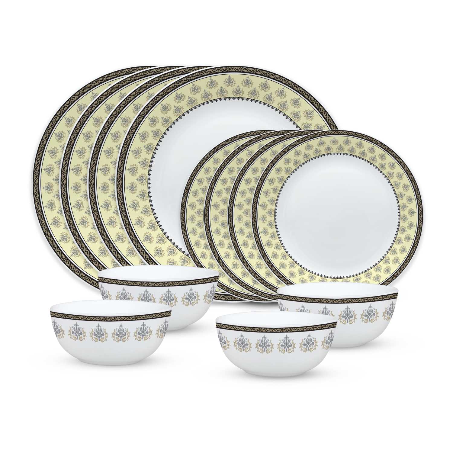 Larah Plano Opal Dinner Set (12 Pcs Set)-Yellow