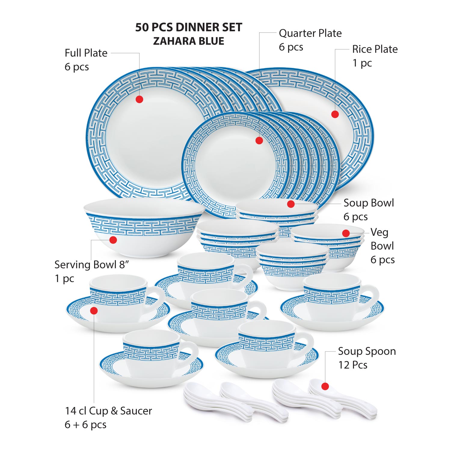 LARAH PLANO OPAL DINNER SET - OPAL GLASS