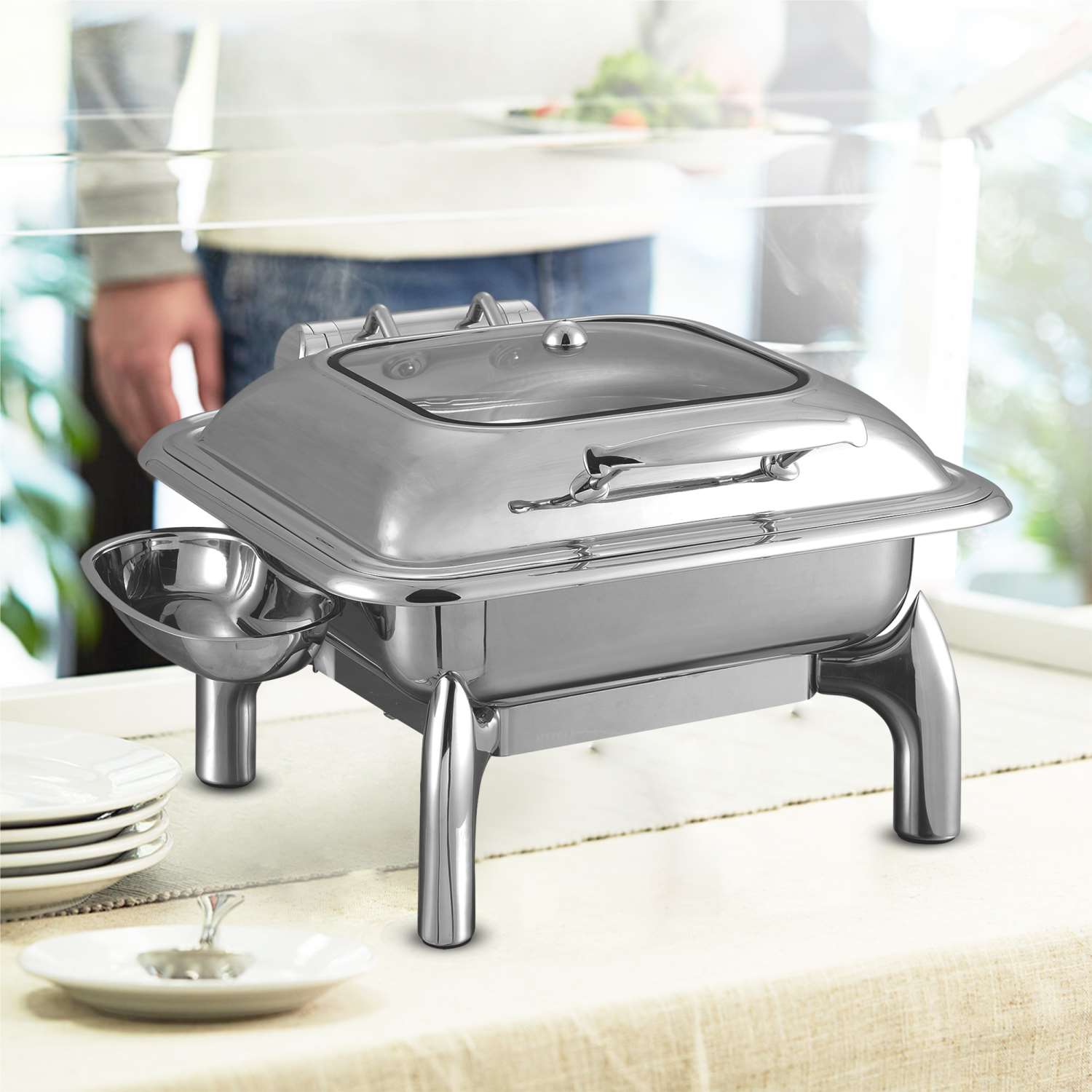 Chefset S/S Square Hydraulic Chafing Dish-steel-6 Liter