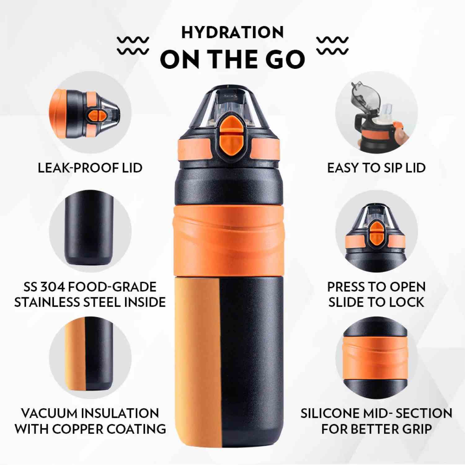 Borosil Hydra Adventure, Insulated Stainless Steel Bottle, 560 Ml