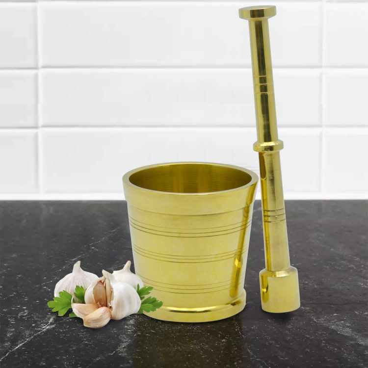 Raj Brass Mortar And Pestle Set