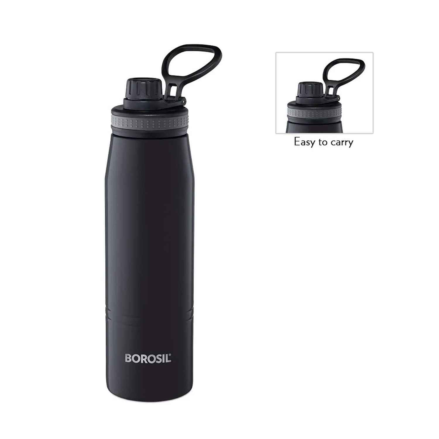 Borosil Vaccum Gosport Bottle Black 600Ml