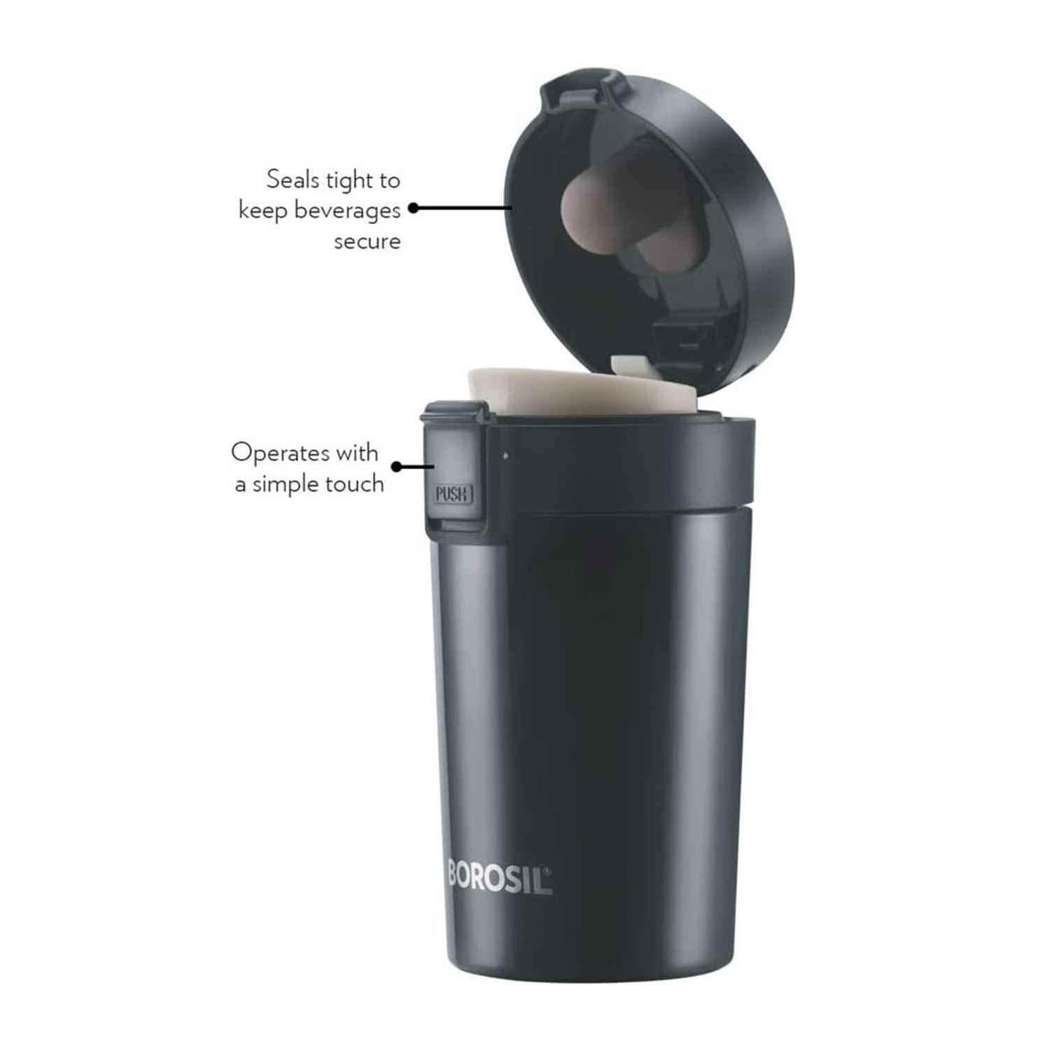 Borosil Vaccum Coffeemate Mug Black 300Ml