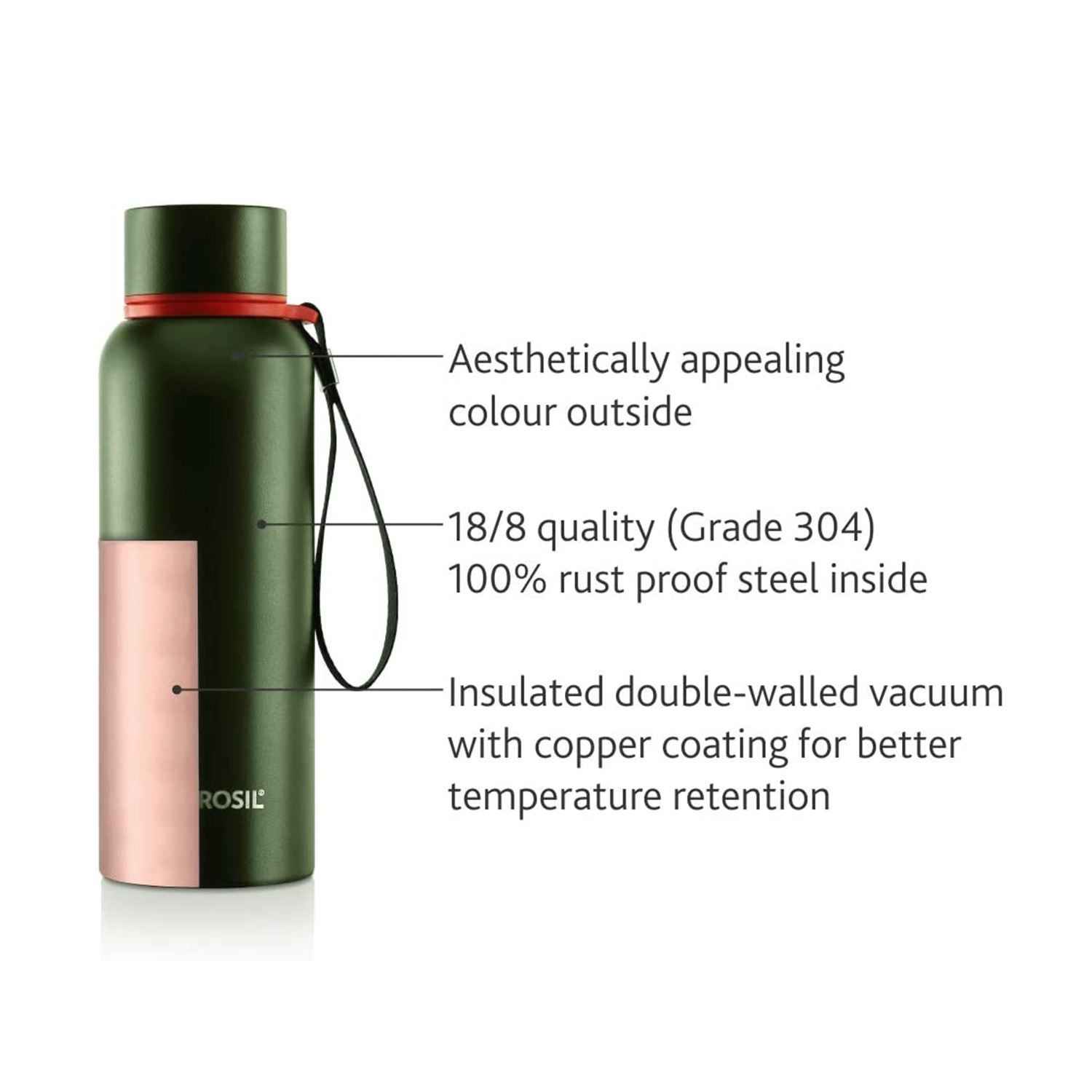 Borosil Vaccum Trek Bottle Green 500Ml