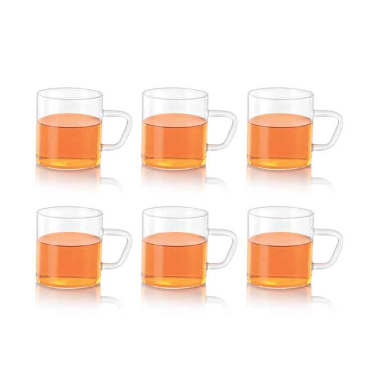 Borosil Classic Glass Mug Set - 190 Ml With Handle Set Of 6