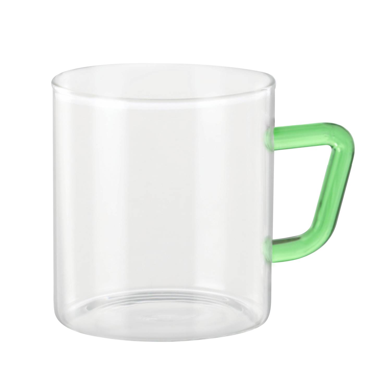 Borosil Colour Mug 190Ml Green Handle, Bvcm190Gr02, 2Pcs Set, 190Ml