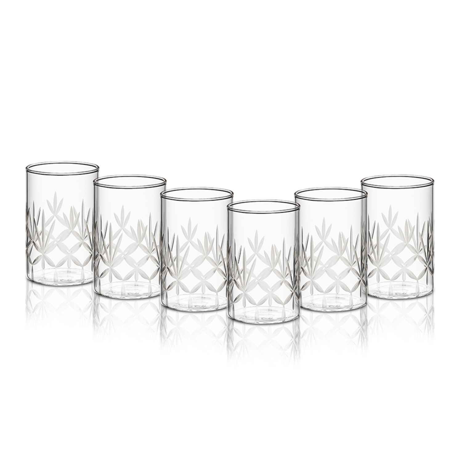 Borosil Cut Glass Medium 295 Ml Set Of 6