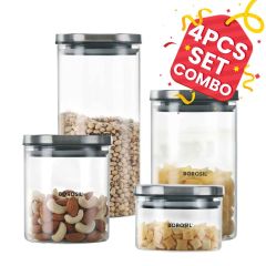 Borosil Classic Storage Jar Combo (300 ML, 600 ML, 900 ML, 1200 ML)