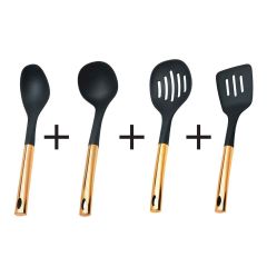 Raj Nylon Serving Turner With Copper Handle + Raj Nylon Serving Skimmer With Copper Handle + Raj Nylon Serving Laddle With Copper Handle + Raj Nylon Serving Spoon With Copper Handle