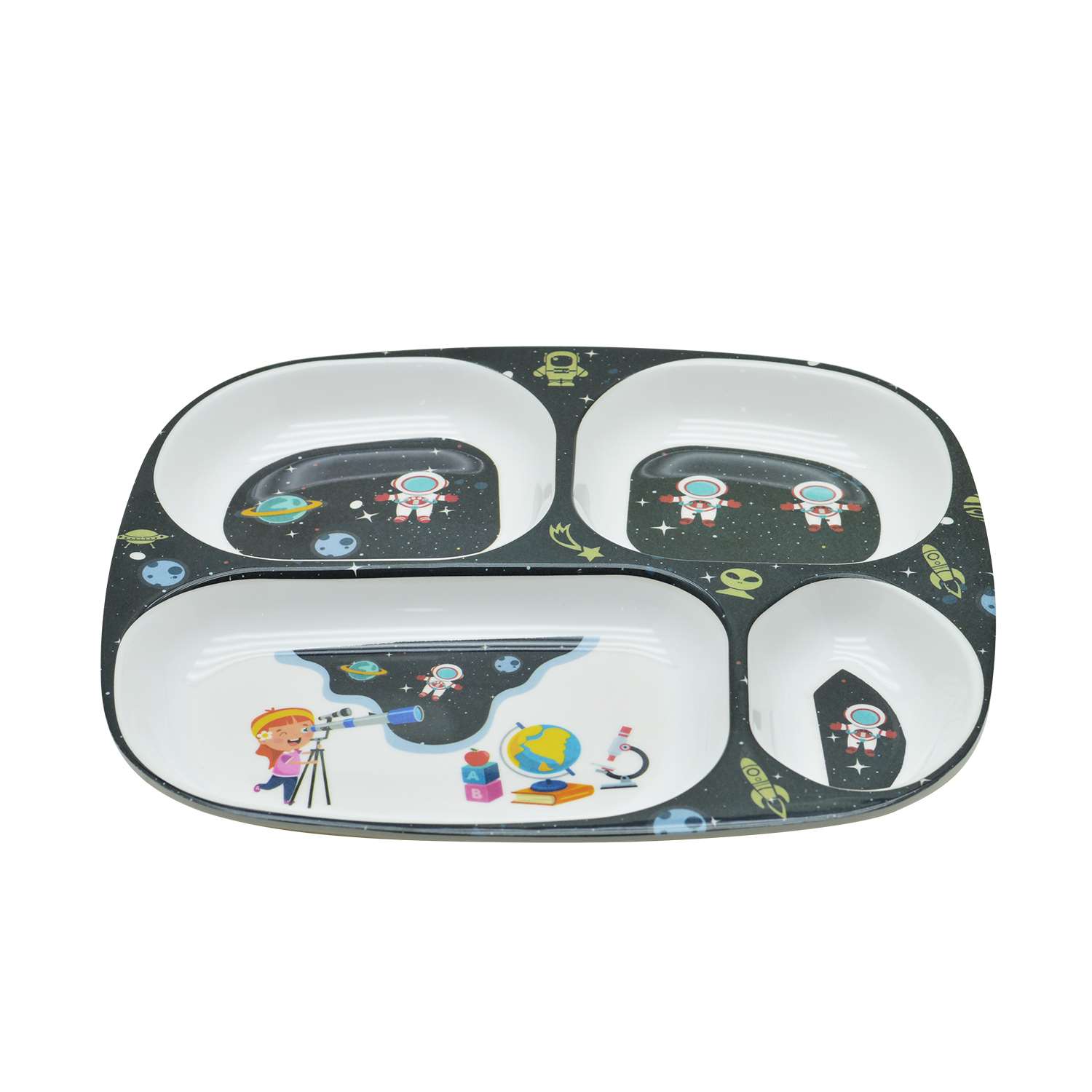 Dinewell Kids Rectangle Plate Astronaut 10.3''X9.5''