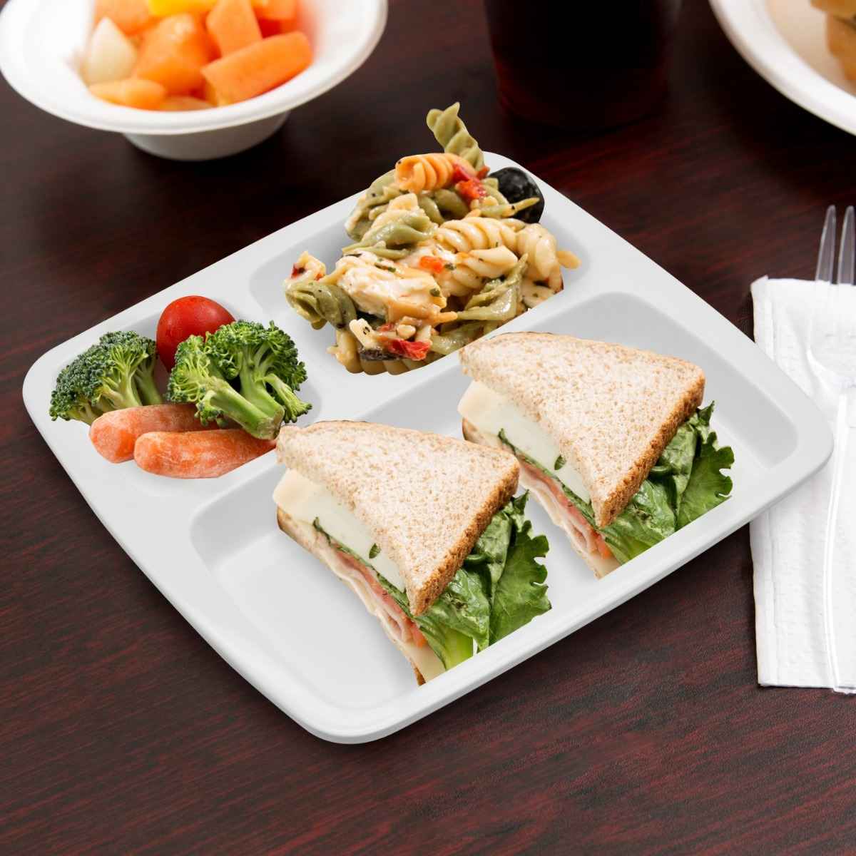 Dinewell Melamine 3 Partition Tray White