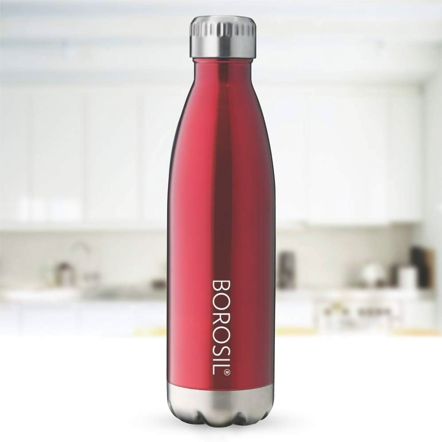 Borosil Vacuum Bolt Bottle Red - 1 LTR