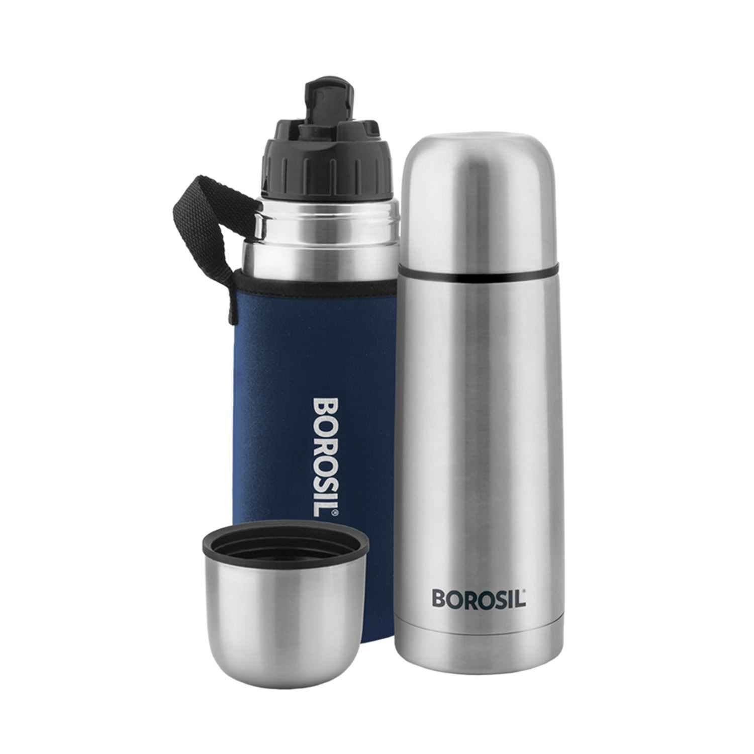 Borosil Vaccum Thermo Flask Blue 350Ml