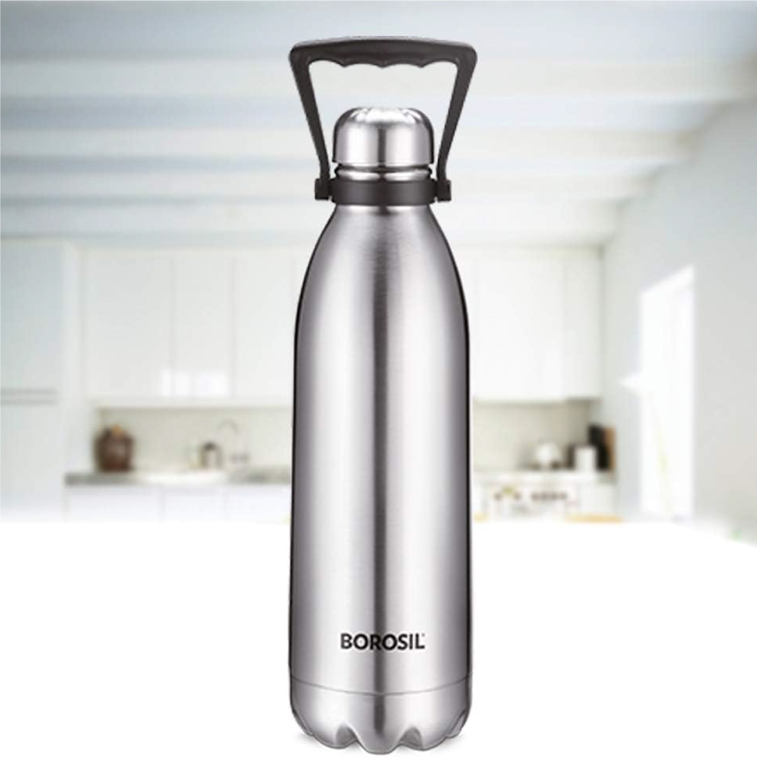 Borosil Vacuum Bolt Bottle Steel - 1.8 LTR