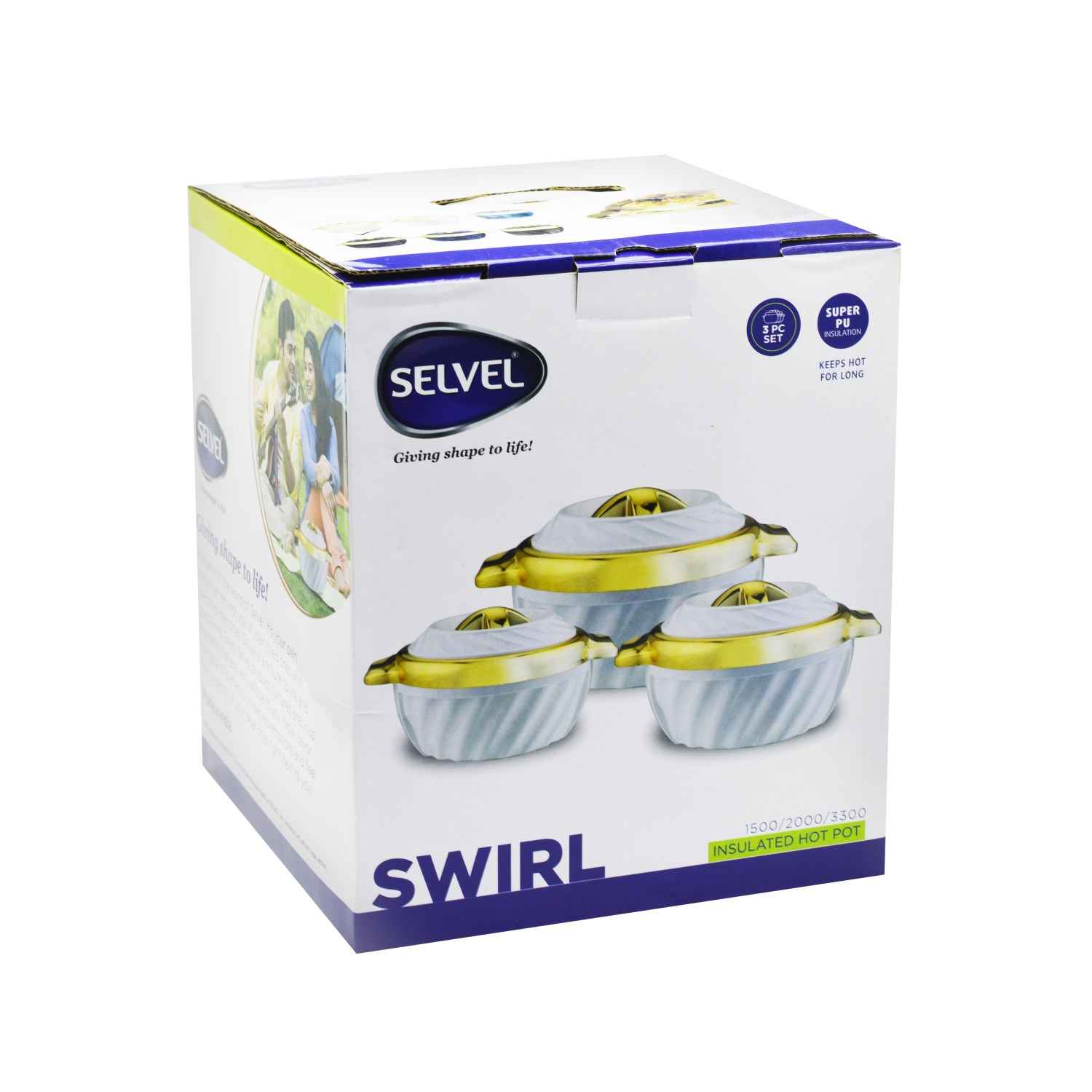 SELVEL SWIRL GOLD CASSEROLE SET HOTPOT SET 3 PC SET (1500/2000/3300 ML)