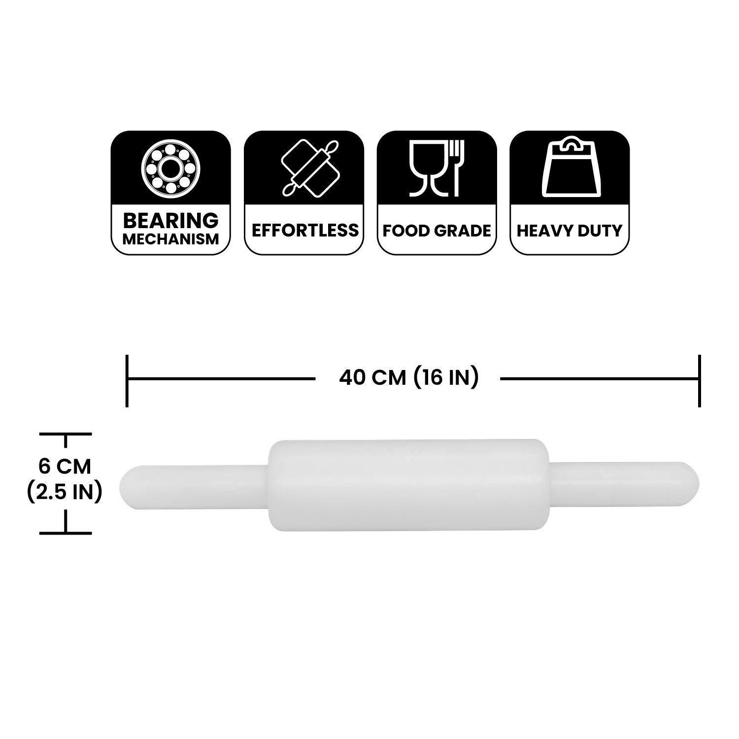 Raj Plastic Bearing Rolling Pin - 16" X 2.5"