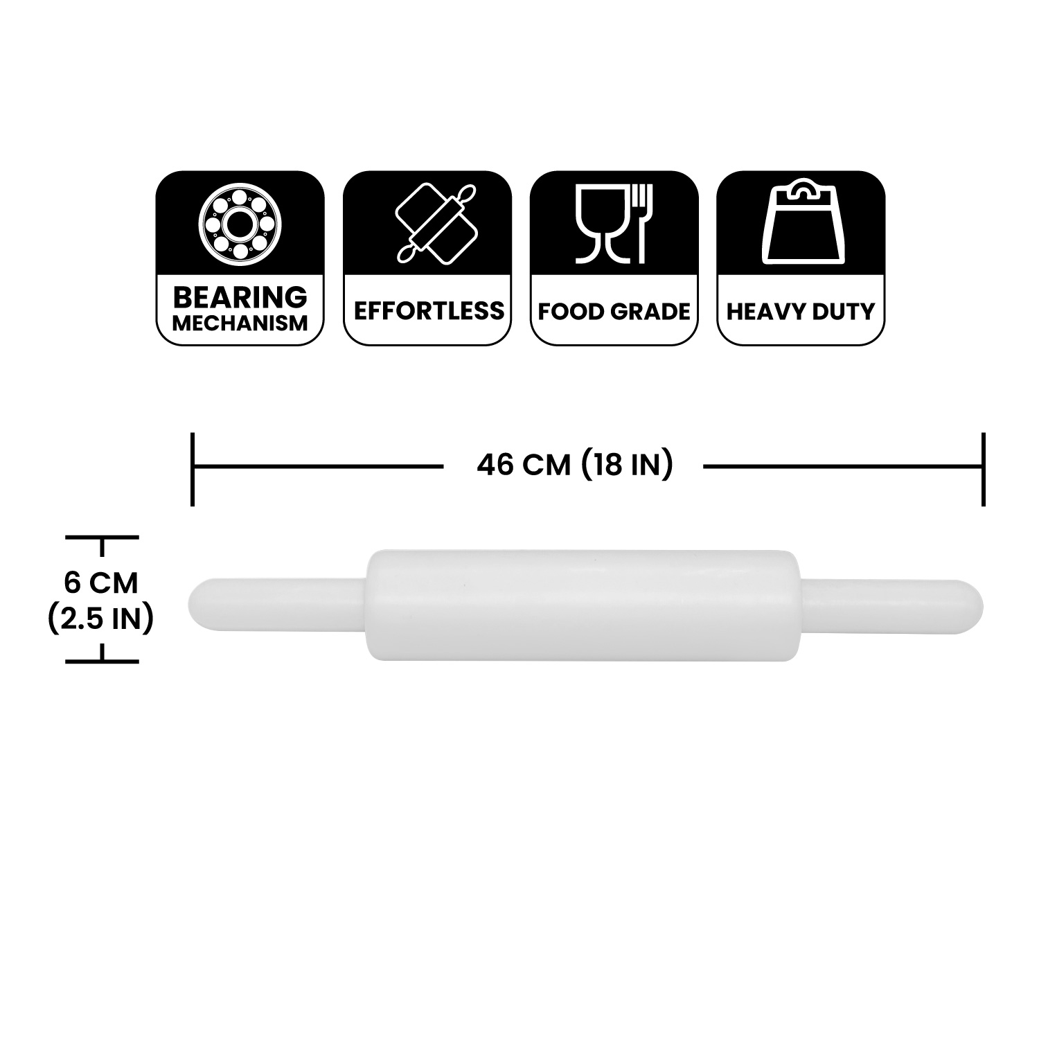 Raj Plastic Bearing Rolling Pin - 18" X 2.5"