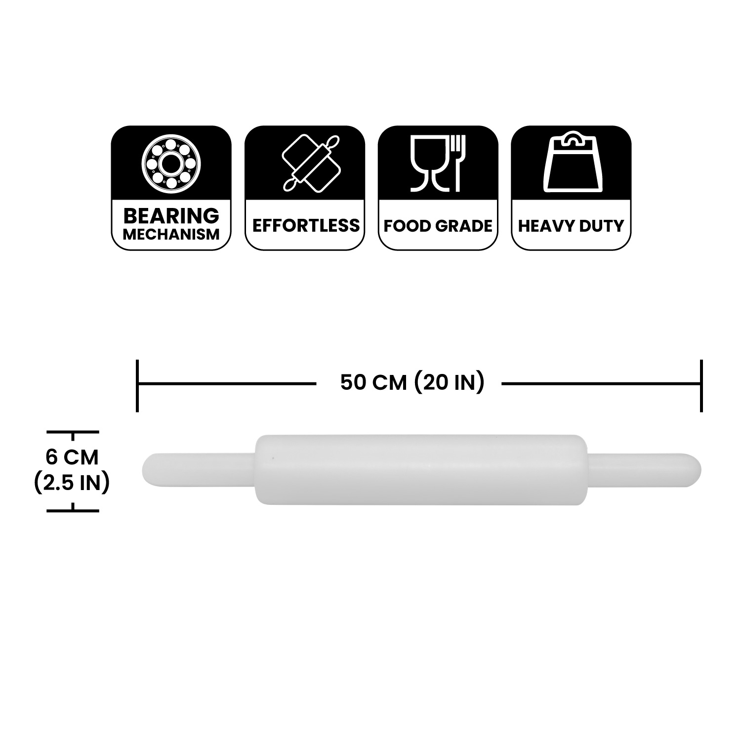 Raj Plastic Bearing Rolling Pin - 20" X 2.5"