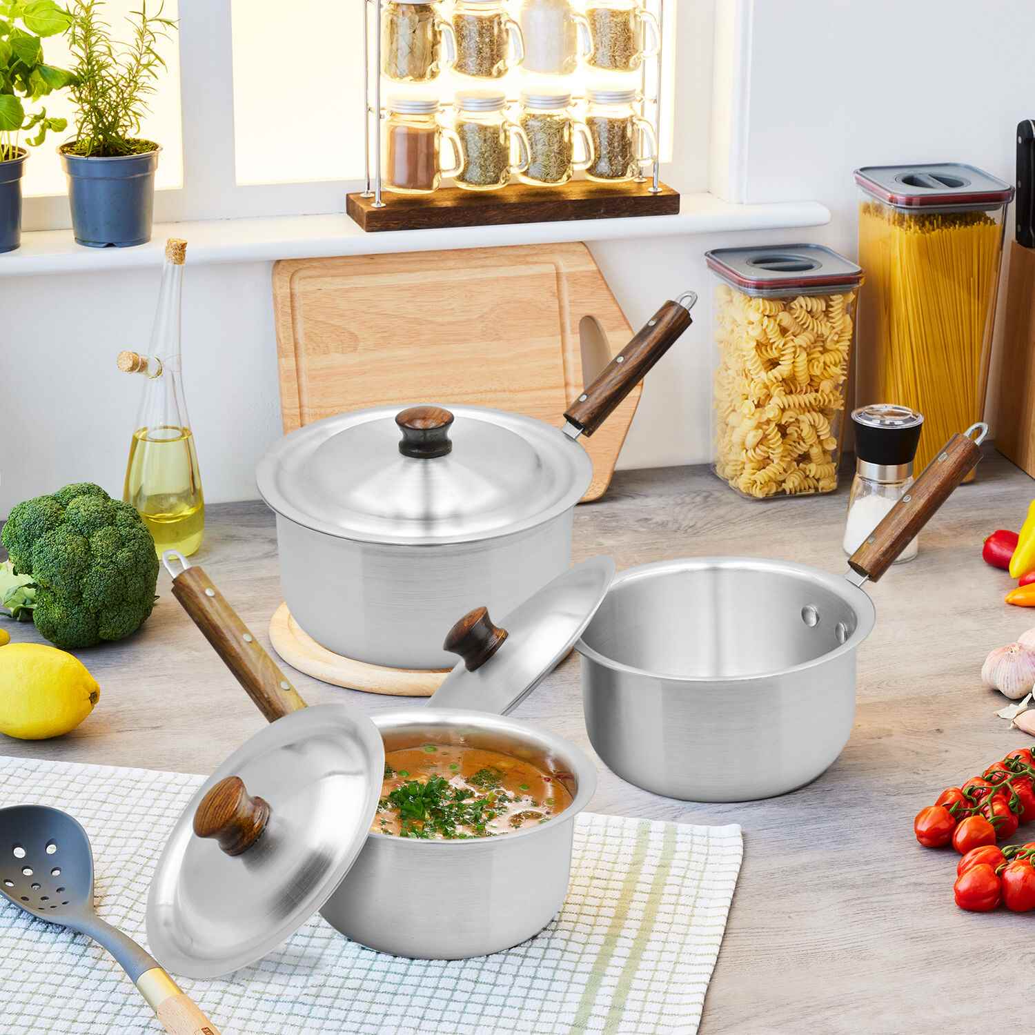 Raj Saucepan 3Pc Set