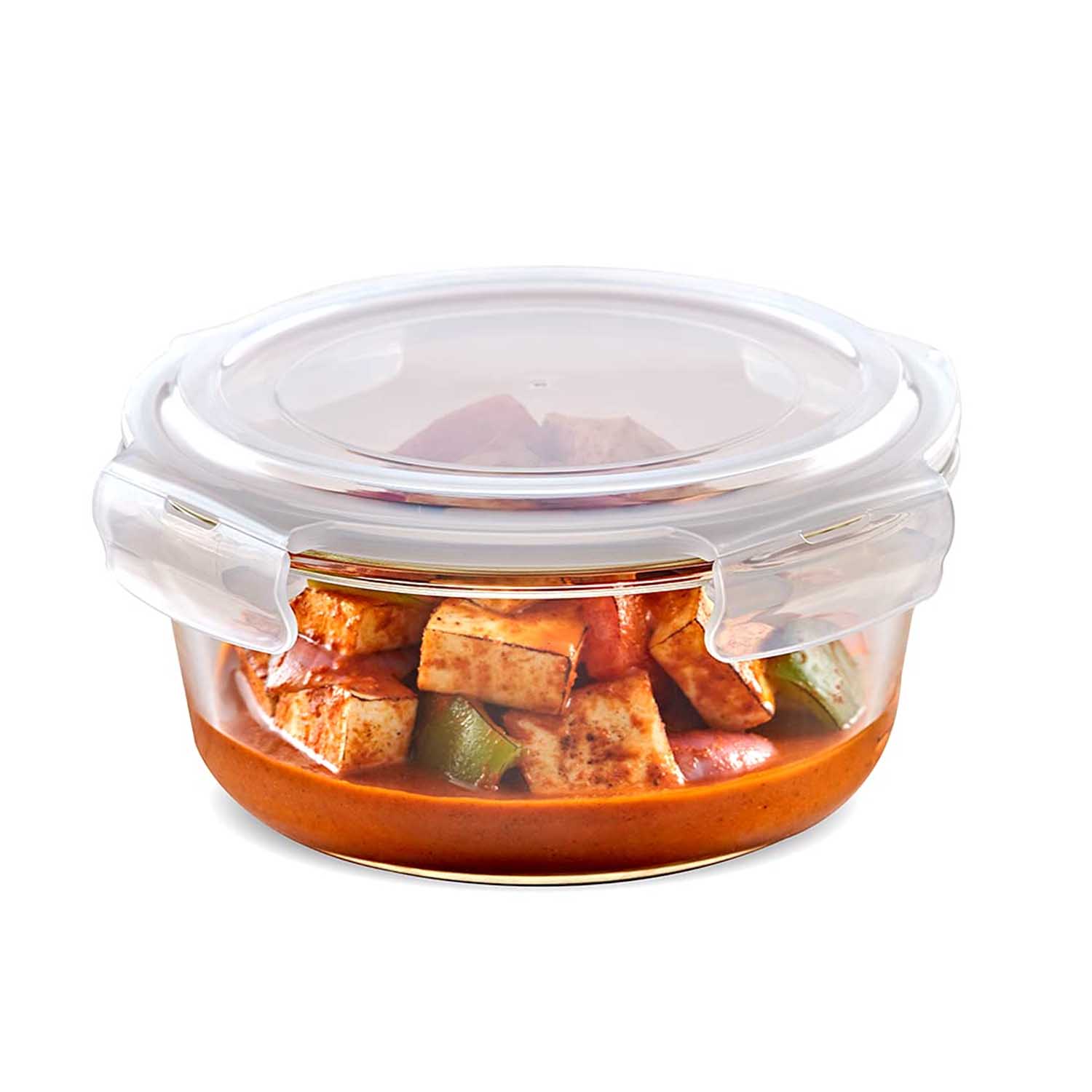 Borosil Klip-N-Store Round Glass Storage Container With Air Tight Lid 