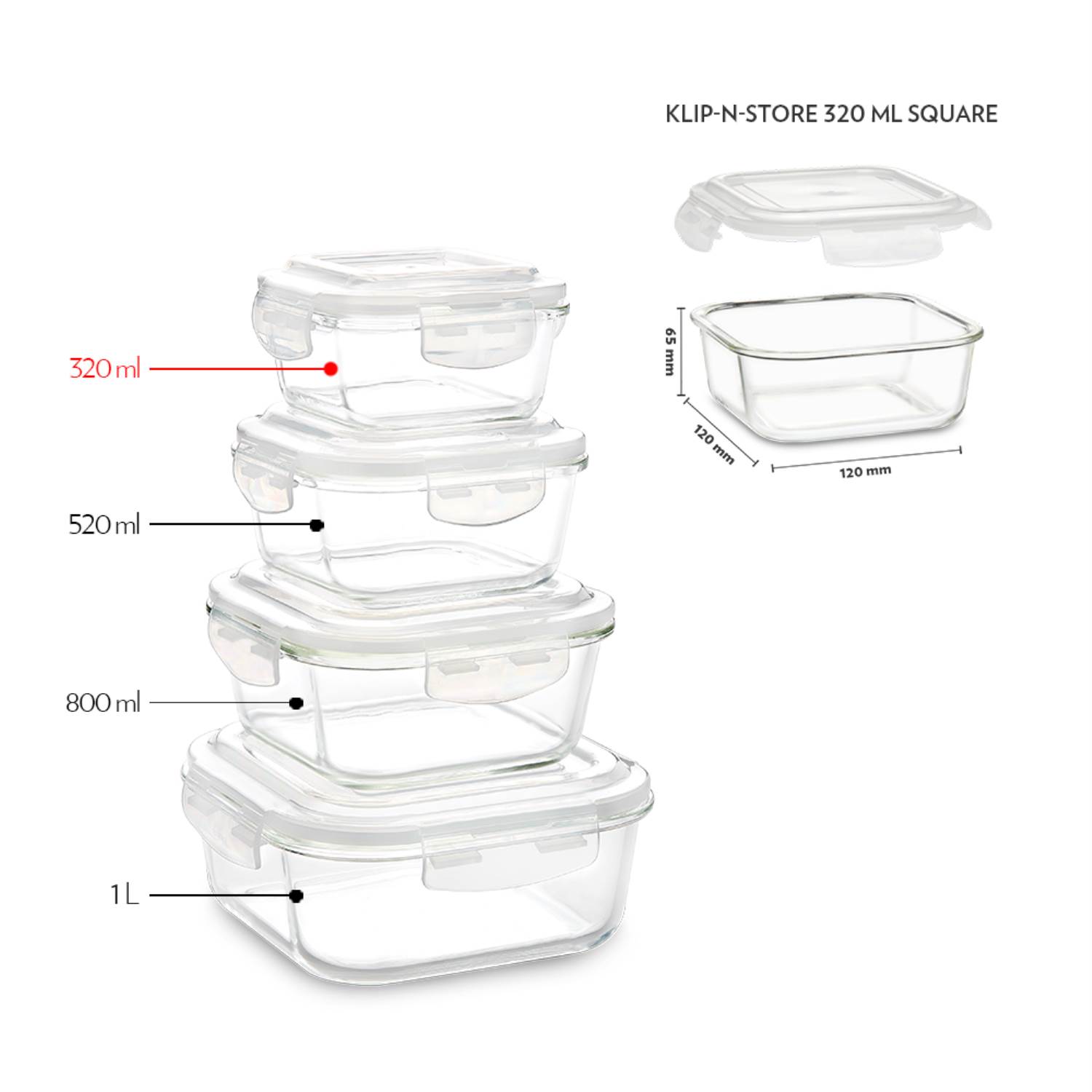 Borosil Klip-N-Store Square Glass Storage Container With Air Tight Lid 