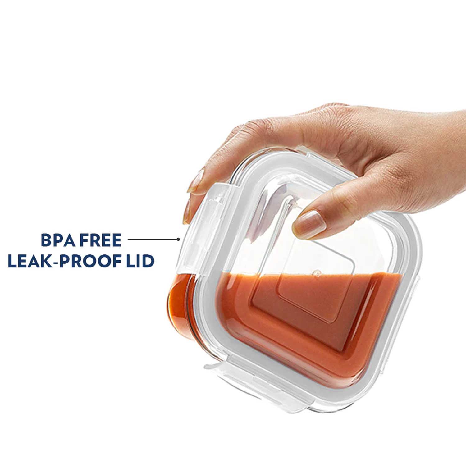 Borosil Klip-N-Store Square Glass Storage Container With Air Tight Lid 