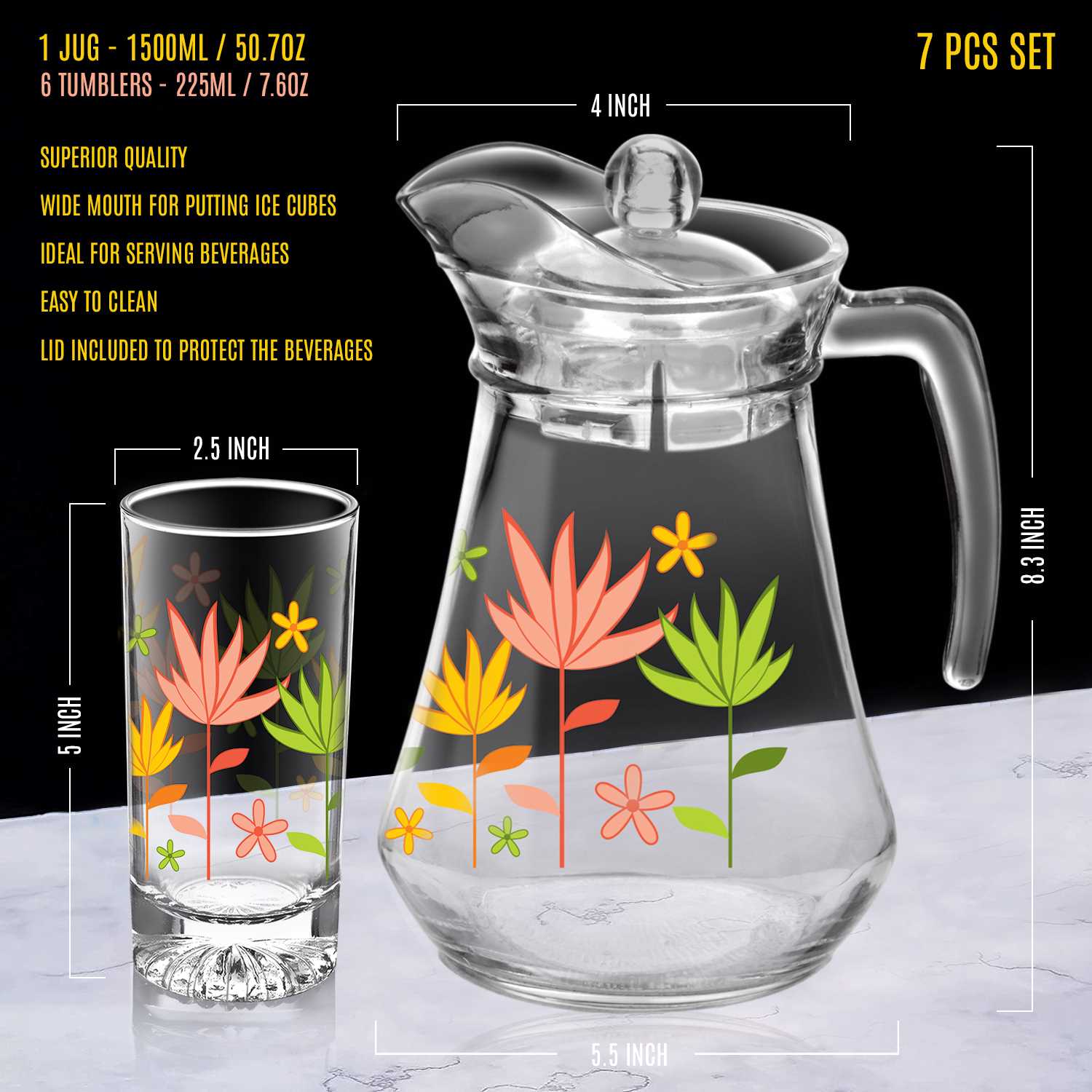 RK 7 Pcs Glass Jug Set