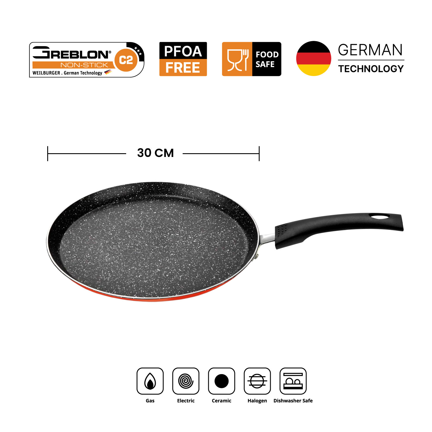 RK Non-Stick Granite Coated Crepe Pan - 30CM