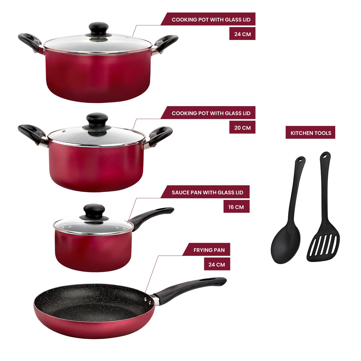 Raj 9 Pcs Non Stick Cookware Set