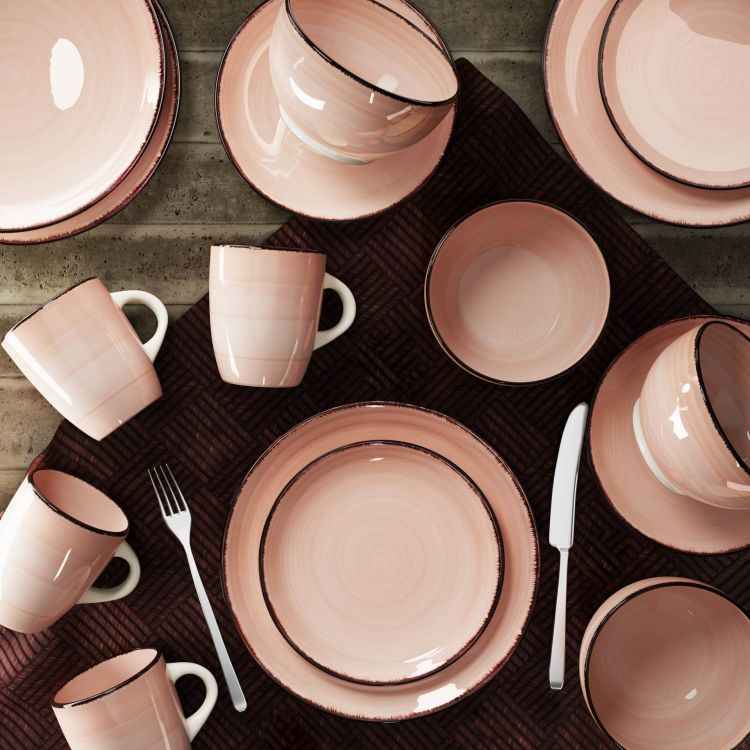 Kitchen Master Iris Stoneware Dinner Set (Set Of 16)