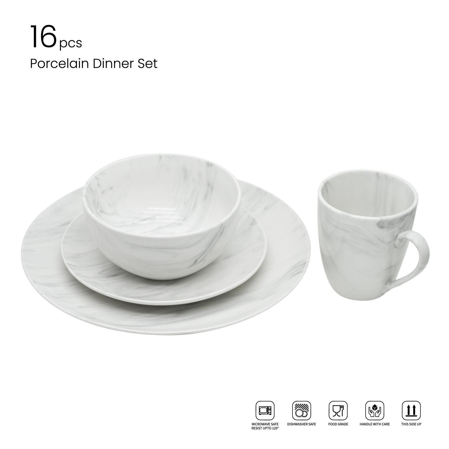 Kitchen Master 16 Pcs Dinner Set - MARBLE