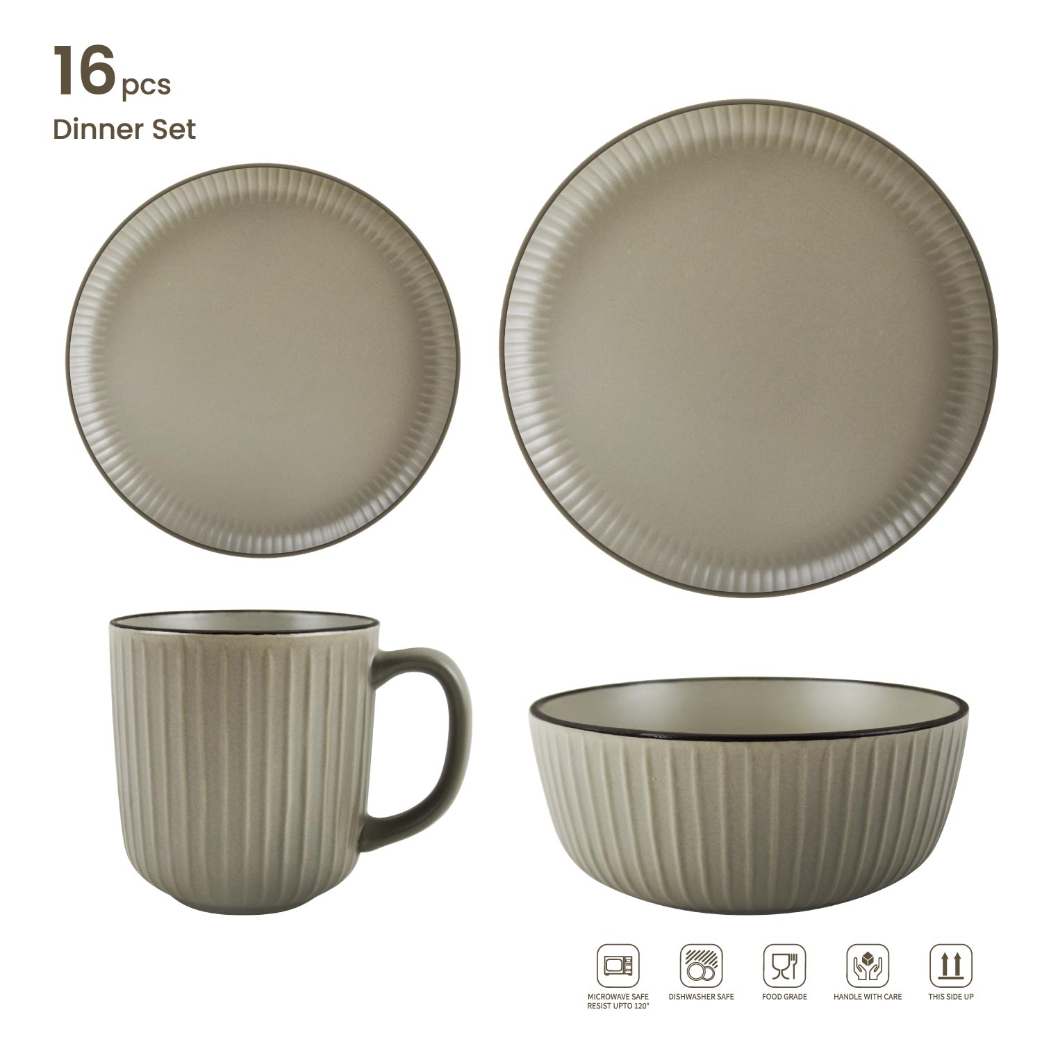 Kitchen Master 16 Pcs Dinner Set - MOCHA