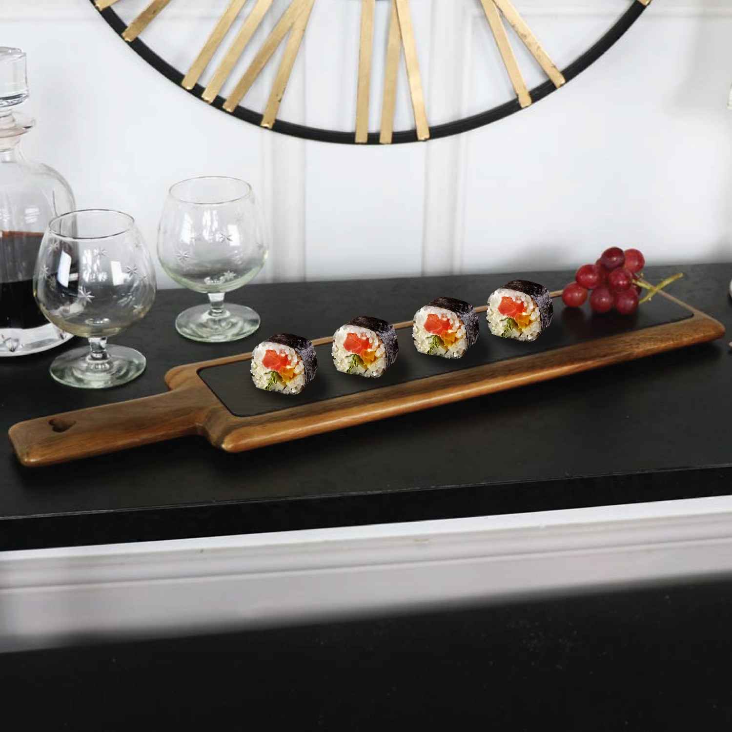 Kitchen Master Acacia Wood And Slate Serving Board