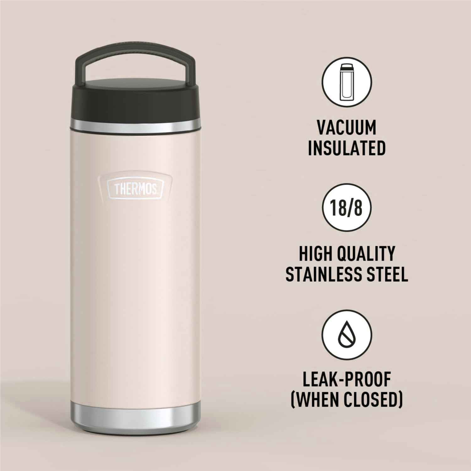 Thermos Icon Stainless Steel Vacuum Insulated Sandstone Bottle 710Ml, Is2002Sn, Thermal Bottle, Thermos Bottle, Travel Flask