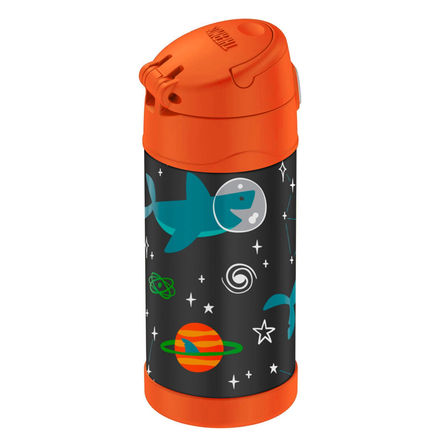 Thermos Funtainer Stainless Steel Kids Space Party Bottle 355Ml, F40120Au, Kids Water Bottle With Straw, Insulated Flask, Hydration Bottle With Lid